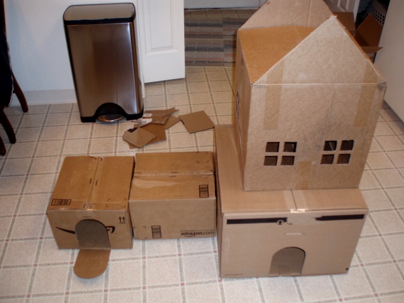 Домик для кошки своими руками из картонной коробки