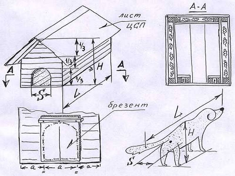 Размеры будки для овчарки: как построить, чертежи