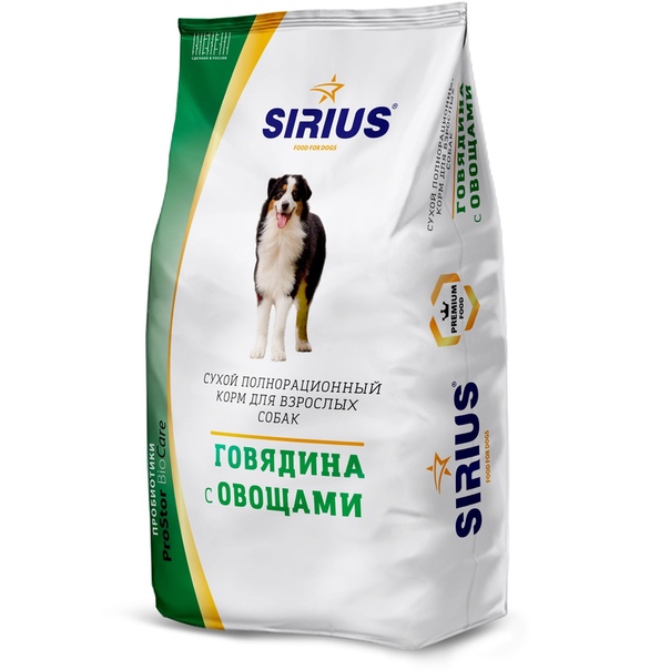 Корм для собак Сириус (Sirius): состав
