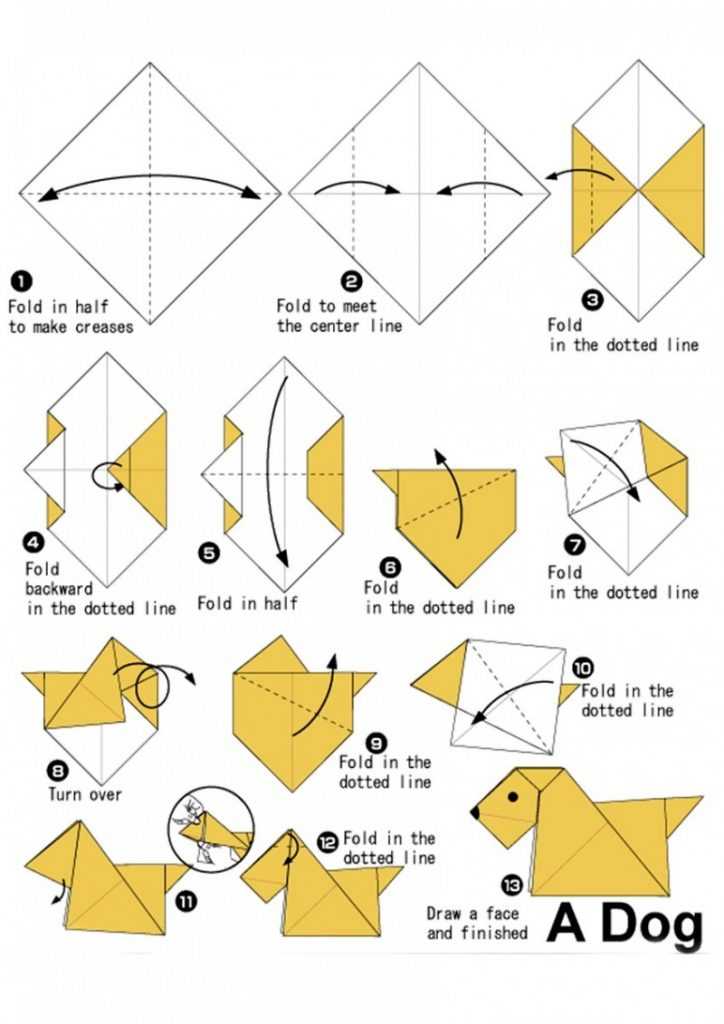 Модульное оригами с собакой: схема, пошаговая инструкция