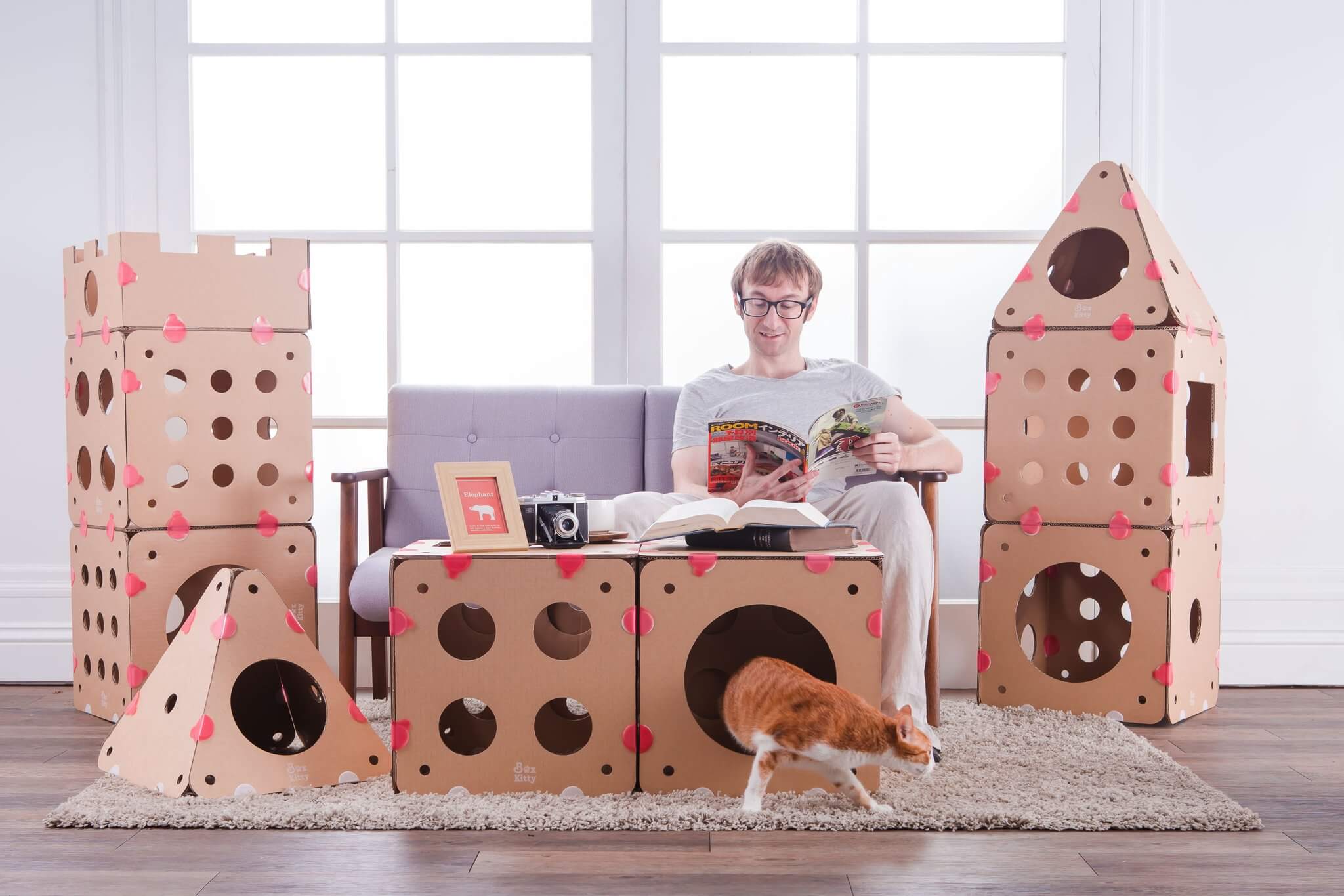Кошкин дом из коробки картонной