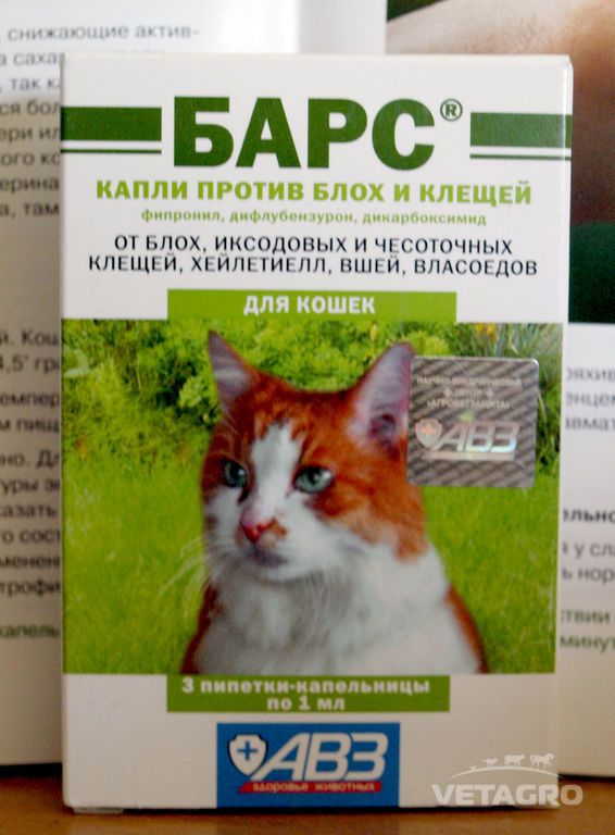 Капли Барс для кошек от блох и клещей: инструкция